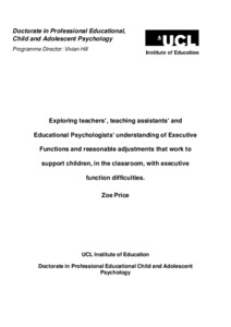 Exploring Teachers’, Teaching Assistants’ And Educational Psychologists ...